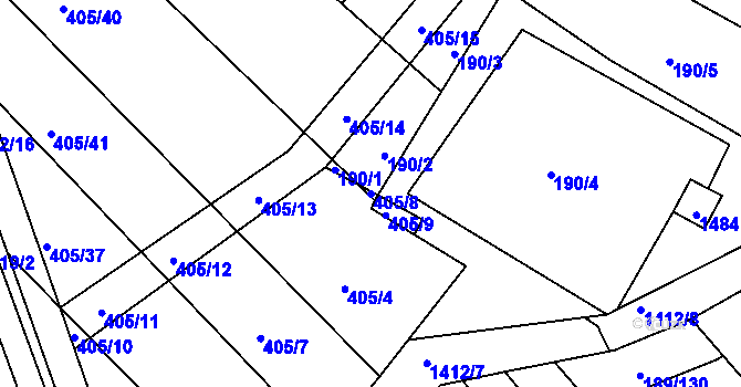 Parcela st. 405/8 v KÚ Chvalnov, Katastrální mapa