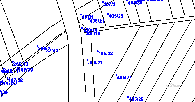 Parcela st. 405/22 v KÚ Chvalnov, Katastrální mapa