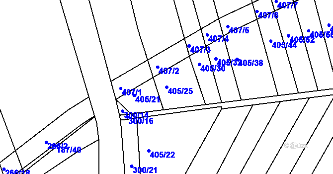 Parcela st. 405/25 v KÚ Chvalnov, Katastrální mapa