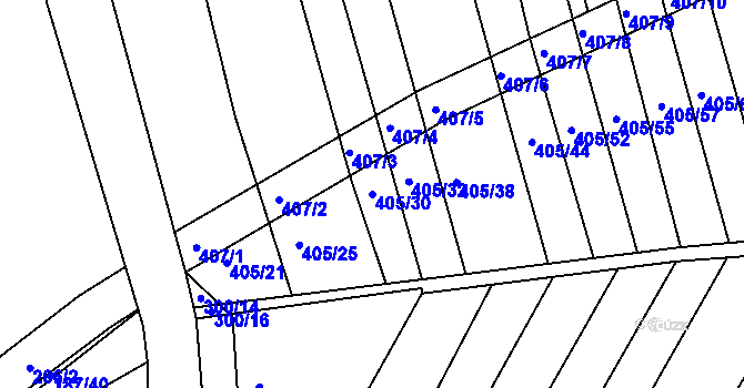 Parcela st. 405/30 v KÚ Chvalnov, Katastrální mapa