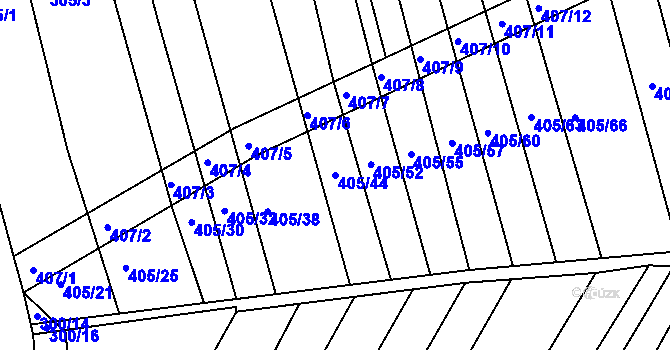 Parcela st. 405/44 v KÚ Chvalnov, Katastrální mapa