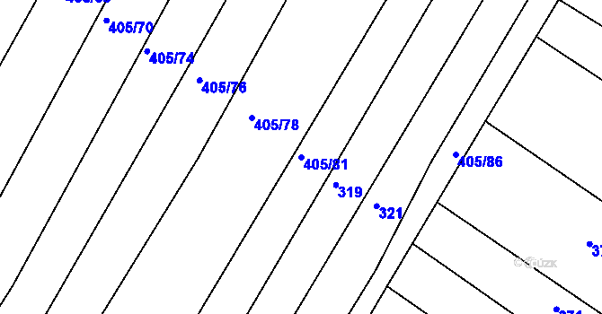 Parcela st. 405/81 v KÚ Chvalnov, Katastrální mapa