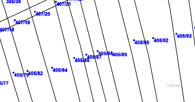 Parcela st. 405/88 v KÚ Chvalnov, Katastrální mapa