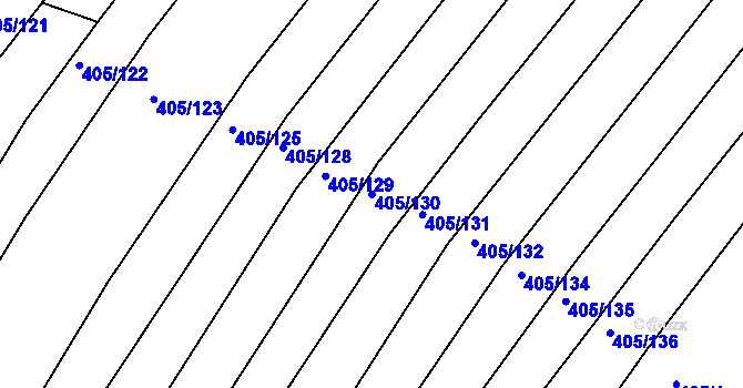 Parcela st. 405/130 v KÚ Chvalnov, Katastrální mapa