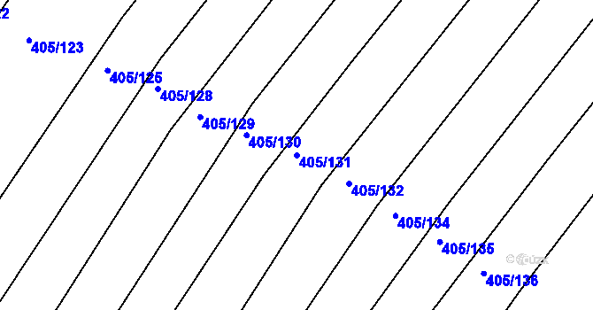 Parcela st. 405/131 v KÚ Chvalnov, Katastrální mapa