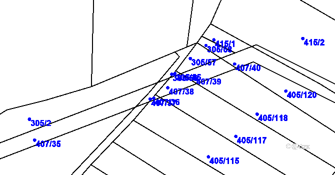 Parcela st. 407/38 v KÚ Chvalnov, Katastrální mapa