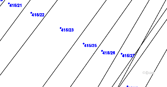 Parcela st. 415/25 v KÚ Chvalnov, Katastrální mapa