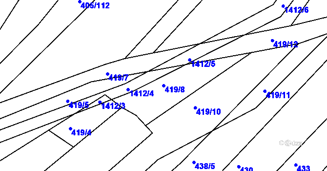 Parcela st. 419/8 v KÚ Chvalnov, Katastrální mapa