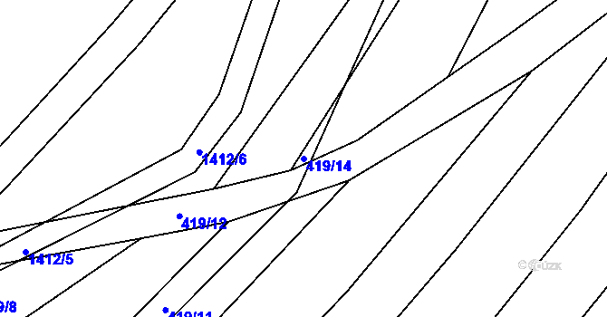 Parcela st. 419/14 v KÚ Chvalnov, Katastrální mapa