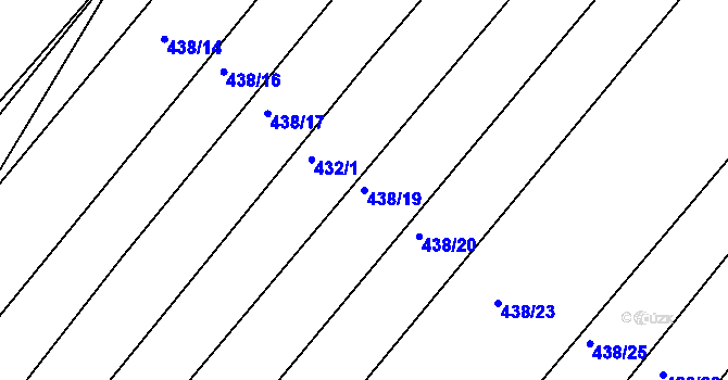 Parcela st. 438/19 v KÚ Chvalnov, Katastrální mapa