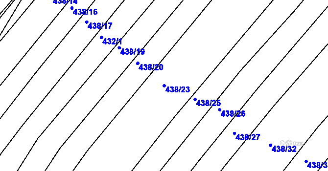 Parcela st. 438/23 v KÚ Chvalnov, Katastrální mapa