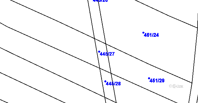 Parcela st. 445/27 v KÚ Chvalnov, Katastrální mapa