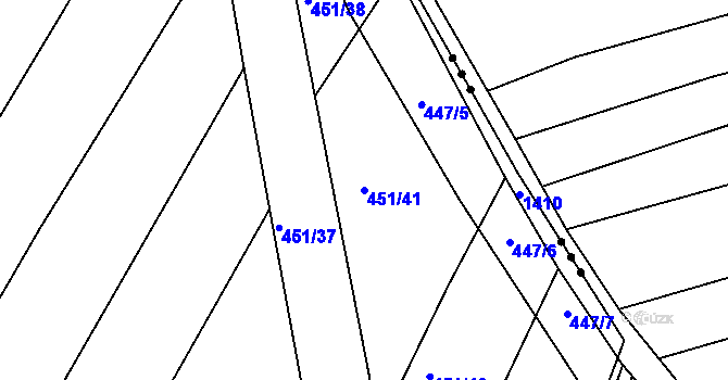 Parcela st. 451/41 v KÚ Chvalnov, Katastrální mapa