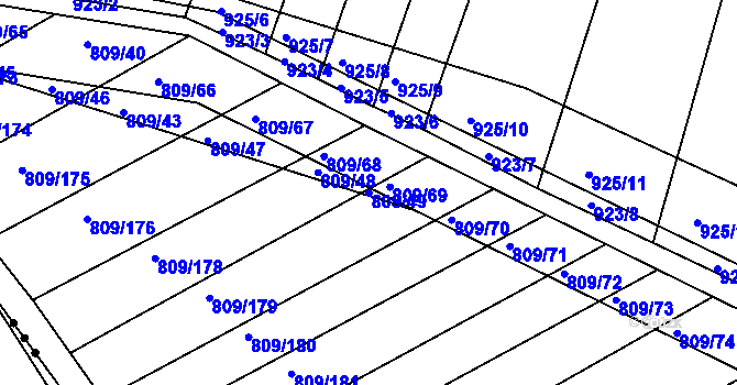 Parcela st. 809/49 v KÚ Chvalnov, Katastrální mapa