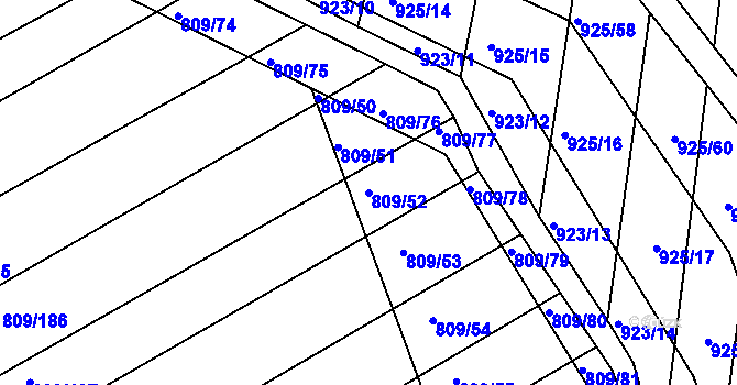Parcela st. 809/52 v KÚ Chvalnov, Katastrální mapa