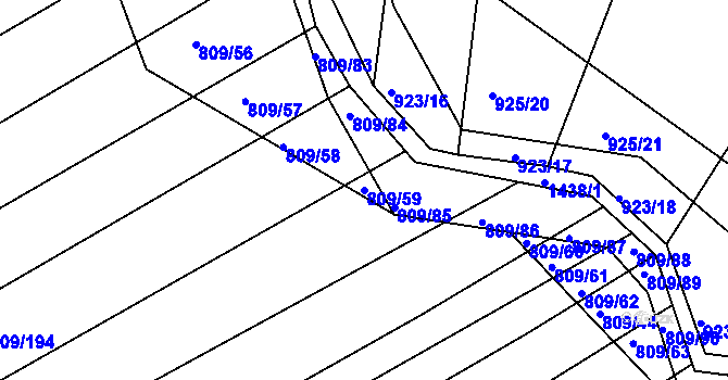 Parcela st. 809/59 v KÚ Chvalnov, Katastrální mapa