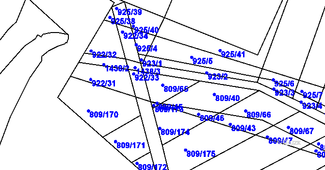 Parcela st. 809/65 v KÚ Chvalnov, Katastrální mapa