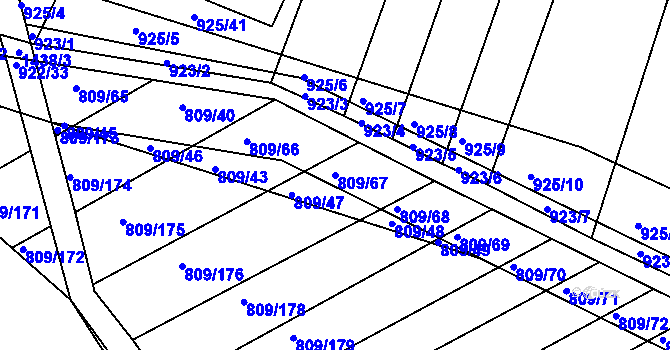 Parcela st. 809/67 v KÚ Chvalnov, Katastrální mapa