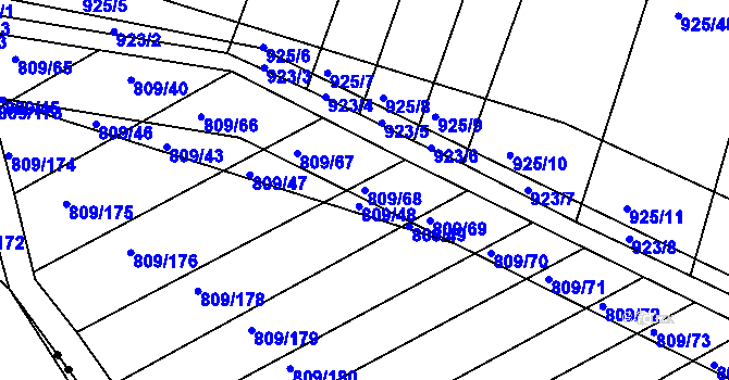Parcela st. 809/68 v KÚ Chvalnov, Katastrální mapa