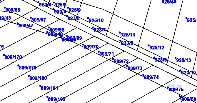 Parcela st. 809/71 v KÚ Chvalnov, Katastrální mapa