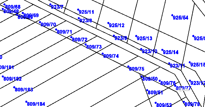 Parcela st. 809/74 v KÚ Chvalnov, Katastrální mapa