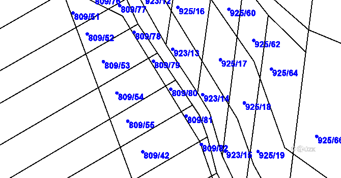 Parcela st. 809/80 v KÚ Chvalnov, Katastrální mapa