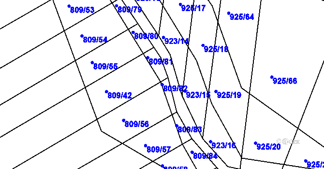 Parcela st. 809/82 v KÚ Chvalnov, Katastrální mapa