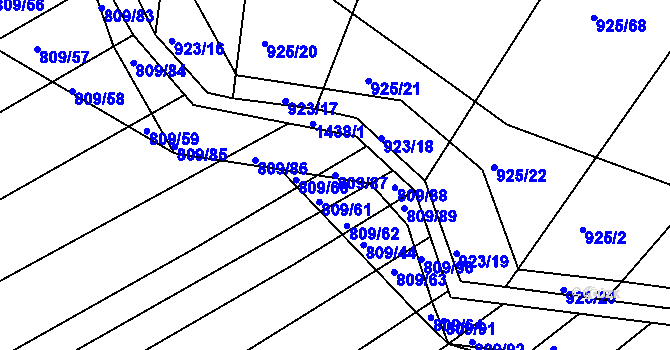Parcela st. 809/87 v KÚ Chvalnov, Katastrální mapa