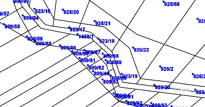 Parcela st. 809/88 v KÚ Chvalnov, Katastrální mapa