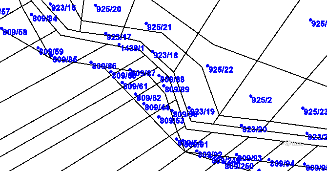 Parcela st. 809/89 v KÚ Chvalnov, Katastrální mapa