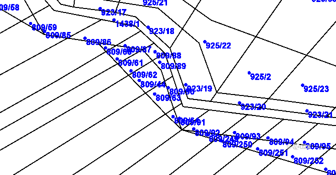 Parcela st. 809/90 v KÚ Chvalnov, Katastrální mapa
