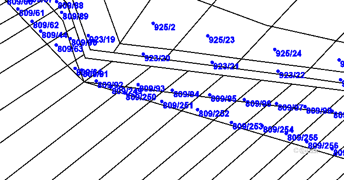 Parcela st. 809/94 v KÚ Chvalnov, Katastrální mapa