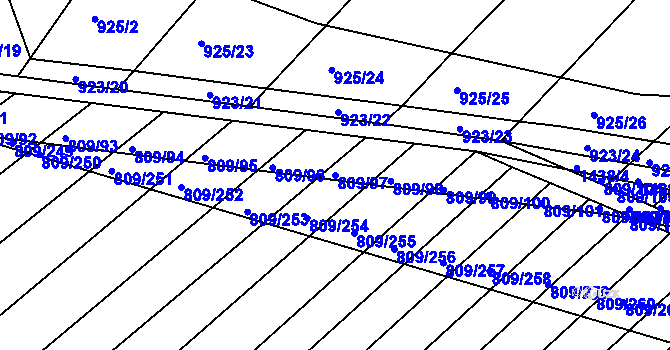 Parcela st. 809/97 v KÚ Chvalnov, Katastrální mapa