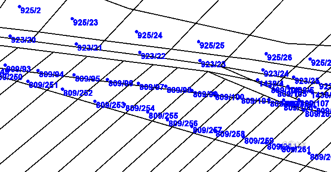 Parcela st. 809/98 v KÚ Chvalnov, Katastrální mapa