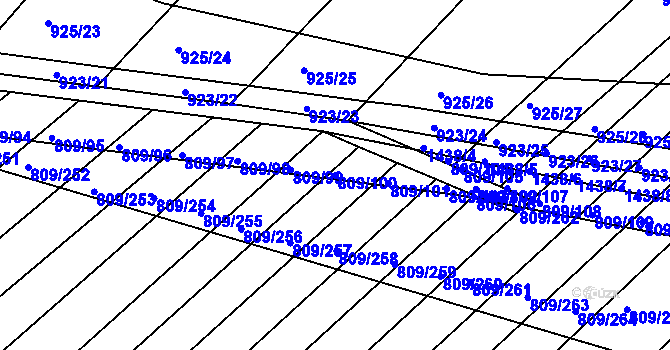 Parcela st. 809/100 v KÚ Chvalnov, Katastrální mapa