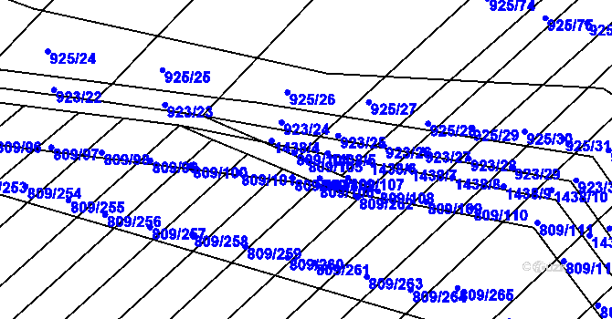 Parcela st. 809/105 v KÚ Chvalnov, Katastrální mapa