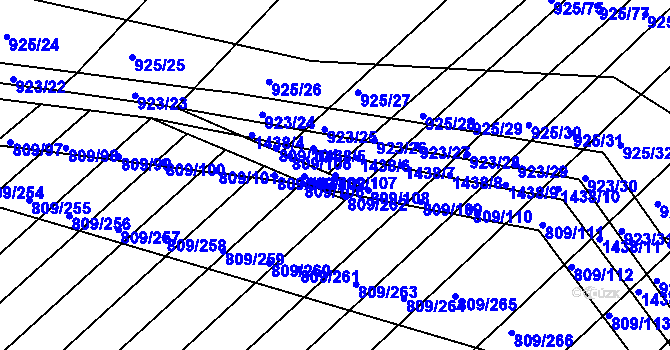 Parcela st. 809/107 v KÚ Chvalnov, Katastrální mapa