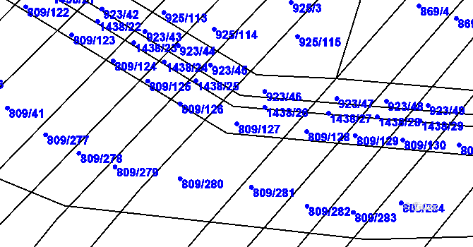 Parcela st. 809/127 v KÚ Chvalnov, Katastrální mapa