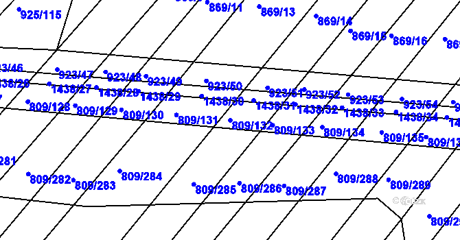 Parcela st. 809/132 v KÚ Chvalnov, Katastrální mapa