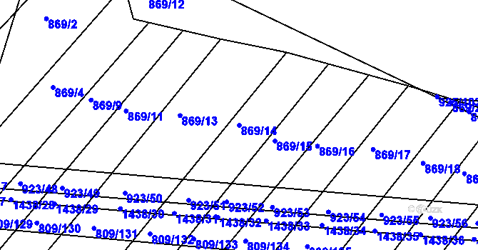Parcela st. 869/14 v KÚ Chvalnov, Katastrální mapa
