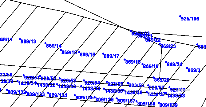 Parcela st. 869/17 v KÚ Chvalnov, Katastrální mapa