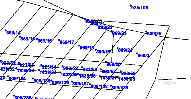 Parcela st. 869/19 v KÚ Chvalnov, Katastrální mapa