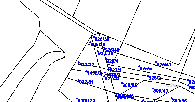 Parcela st. 922/34 v KÚ Chvalnov, Katastrální mapa