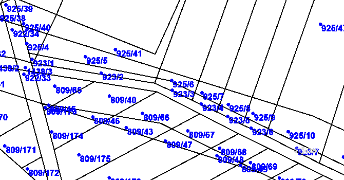 Parcela st. 923/3 v KÚ Chvalnov, Katastrální mapa