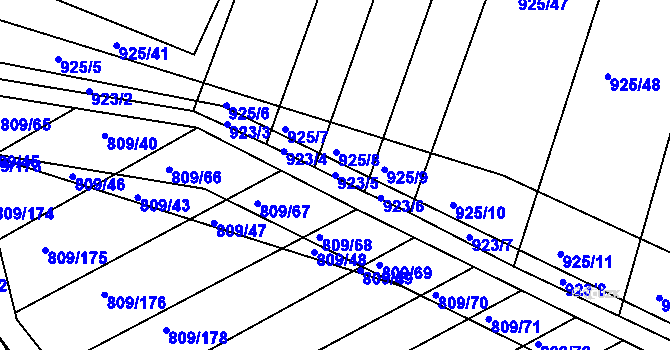 Parcela st. 923/5 v KÚ Chvalnov, Katastrální mapa