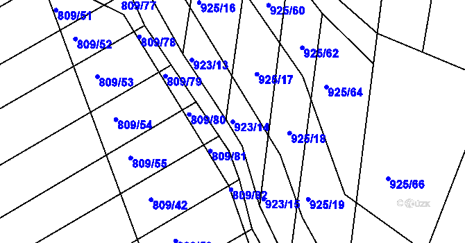 Parcela st. 923/14 v KÚ Chvalnov, Katastrální mapa