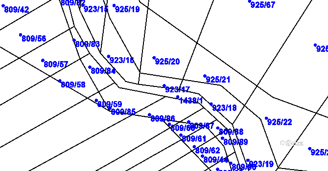 Parcela st. 923/17 v KÚ Chvalnov, Katastrální mapa