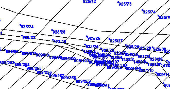 Parcela st. 923/24 v KÚ Chvalnov, Katastrální mapa