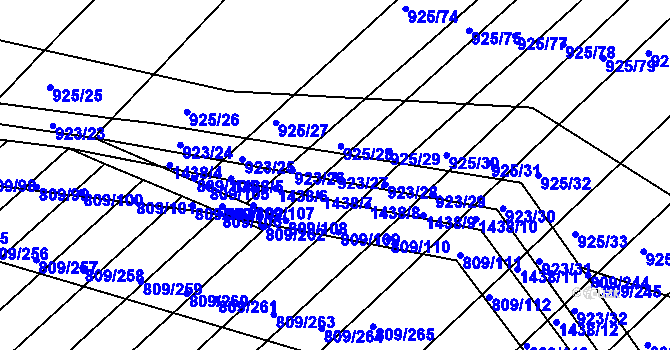 Parcela st. 923/27 v KÚ Chvalnov, Katastrální mapa