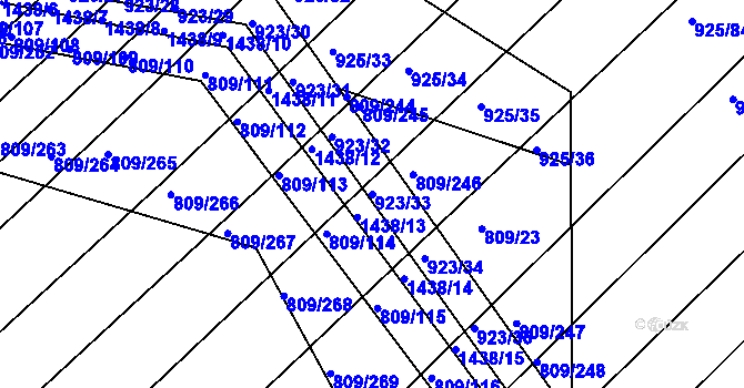 Parcela st. 923/33 v KÚ Chvalnov, Katastrální mapa